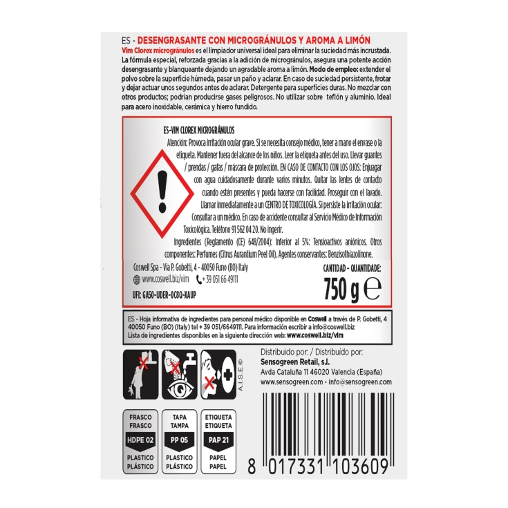 limpiador polvo 750g