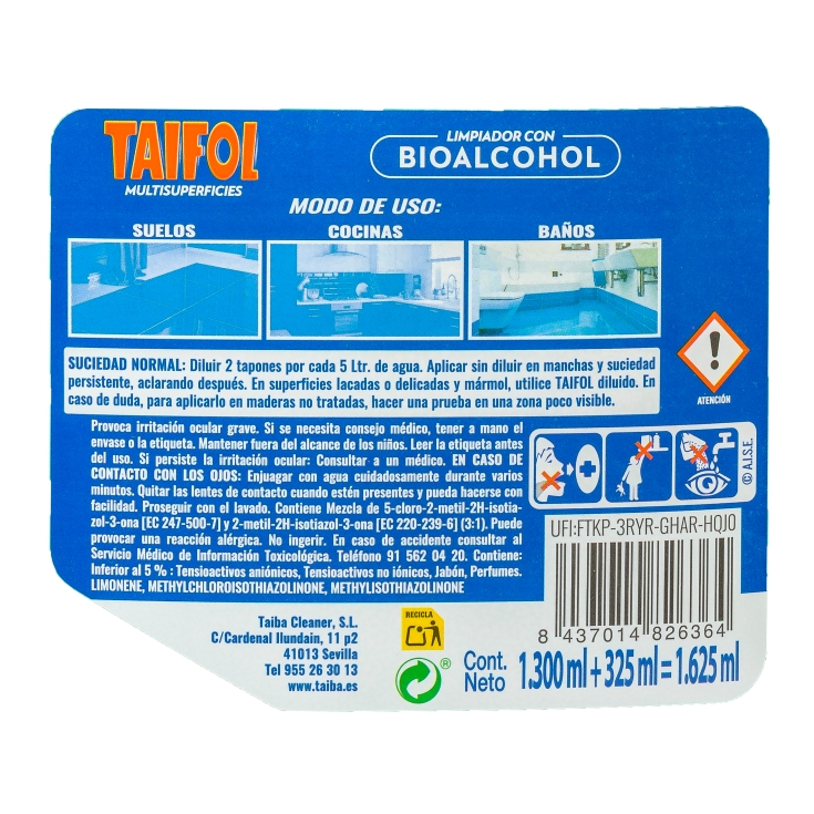limpiador bioalcohol, 1625ml