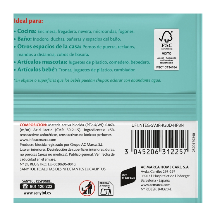 toallitas desinfectantes, 24ud