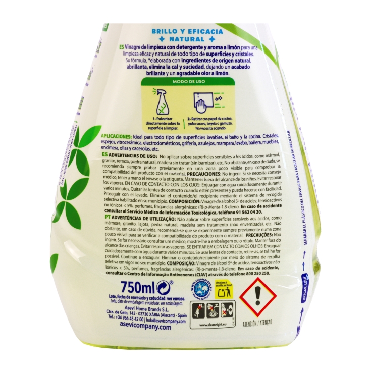 vinagre limpieza con detergente, 750ml