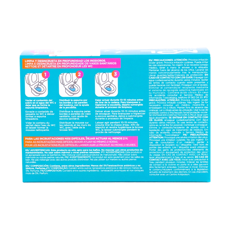 limpiador wc polvo monodosis, 6ud