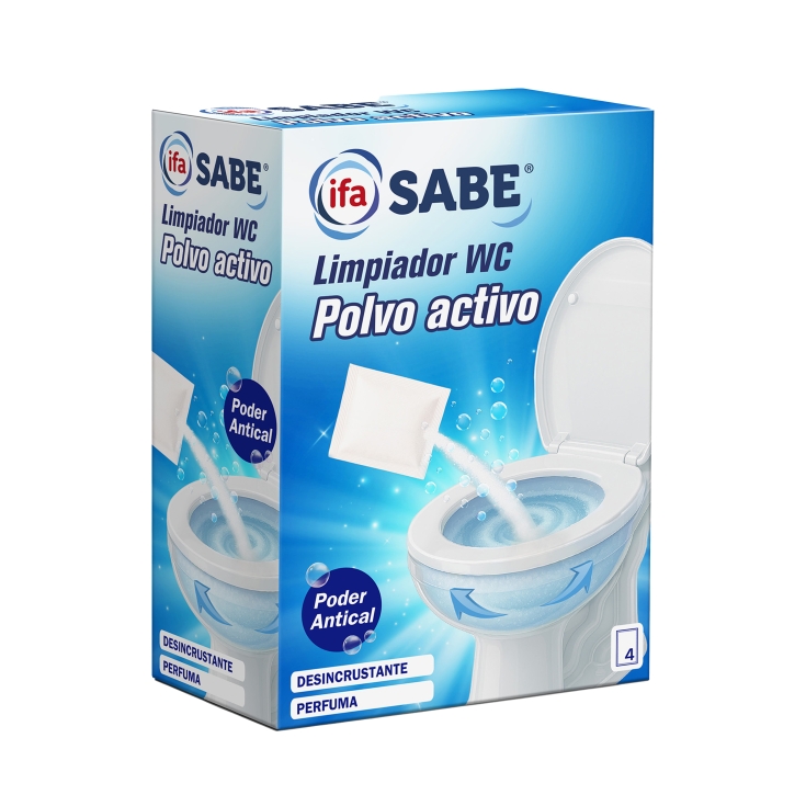 limpiador wc polvo activo, 4ud