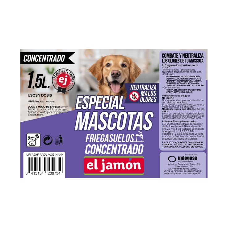 friegasuelos concentrado mascotas, 1.5l