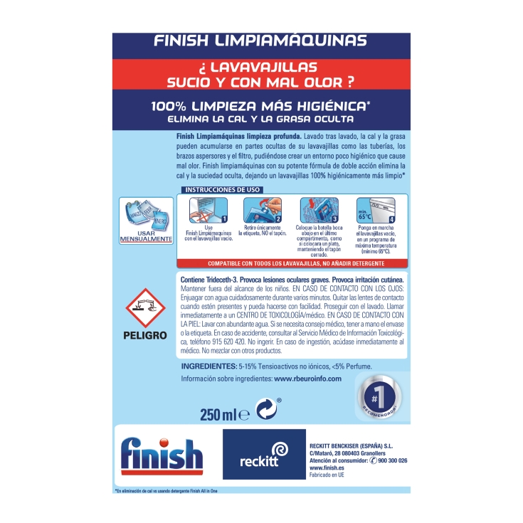 limpiamáquinas lavavajillas, 250ml