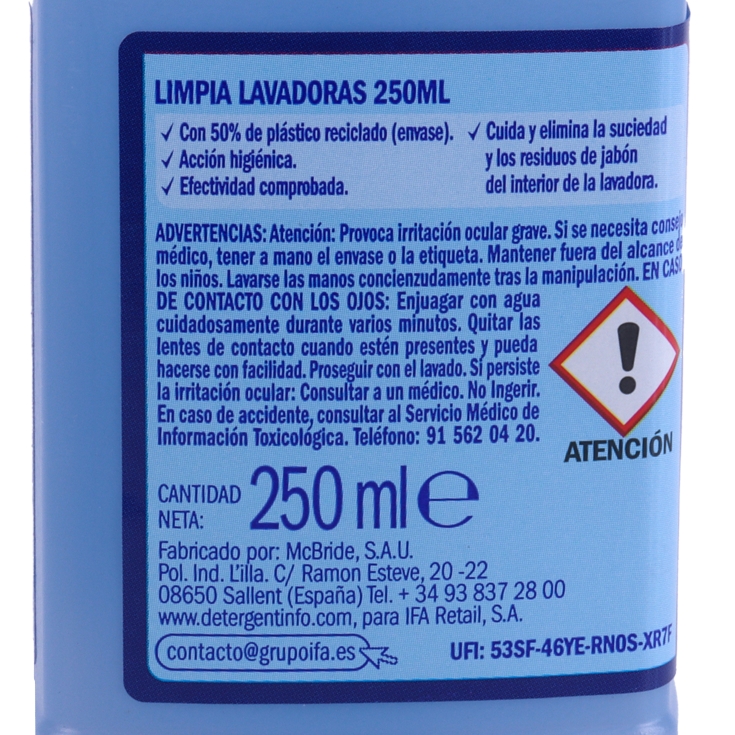 limpia lavadoras 3 en 1, 250ml