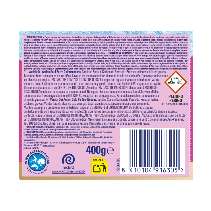 quitamanchas polvo ropa color, 450g