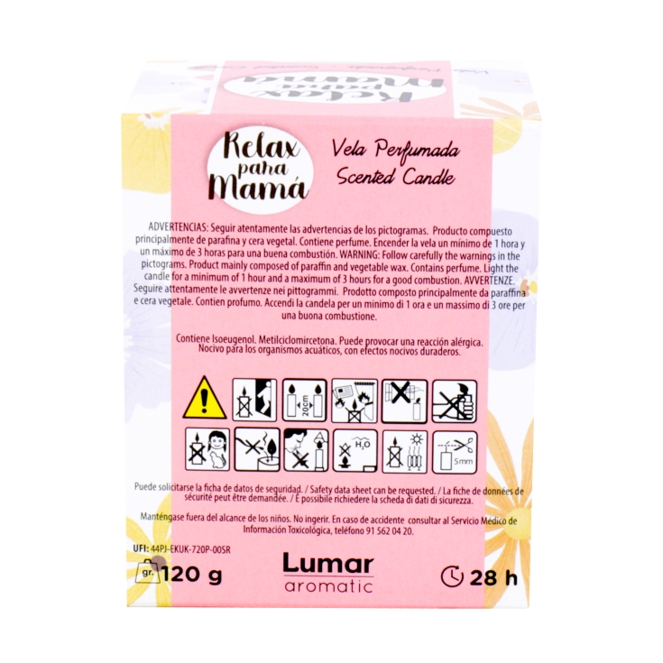 vela perfumada relax mamá flores, ud