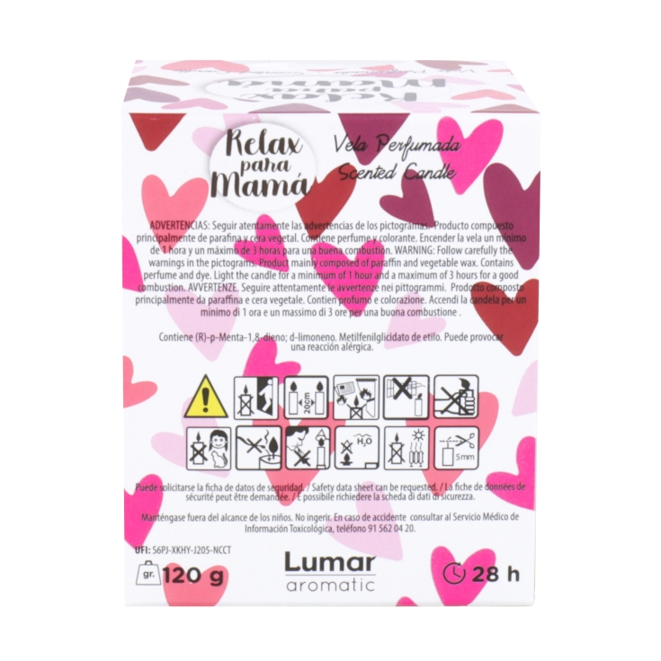 vela perfumada relax mamá corazones, ud