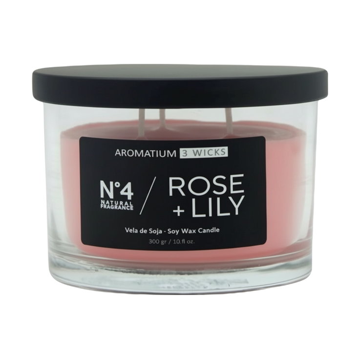 vela 3 mechas rose lily, ud