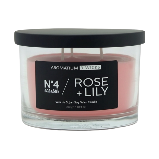 vela 3 mechas rose lily, ud