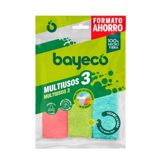 bayeta multiusos 100% microfibra, pk-3