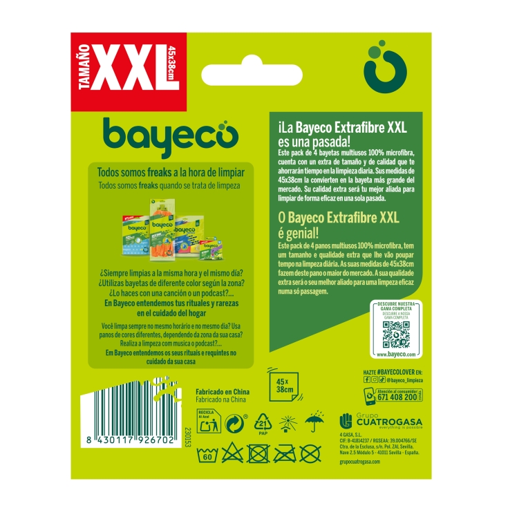 bayeta extrafibre xxl, pk-3+1gratis