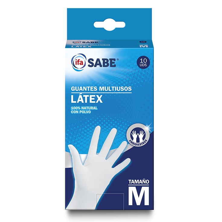 guantes látex talla-m, 10ud