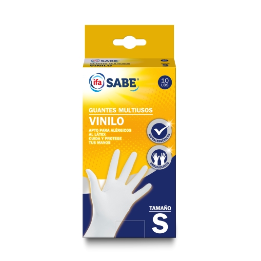 guantes multiusos vinilo t/s, 10ud