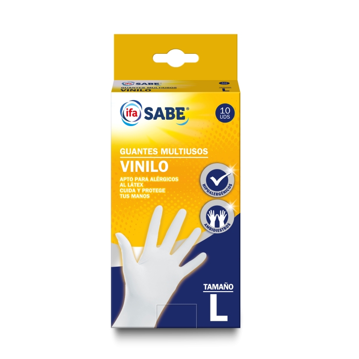 guantes multiusos vinilo t/l, 10ud