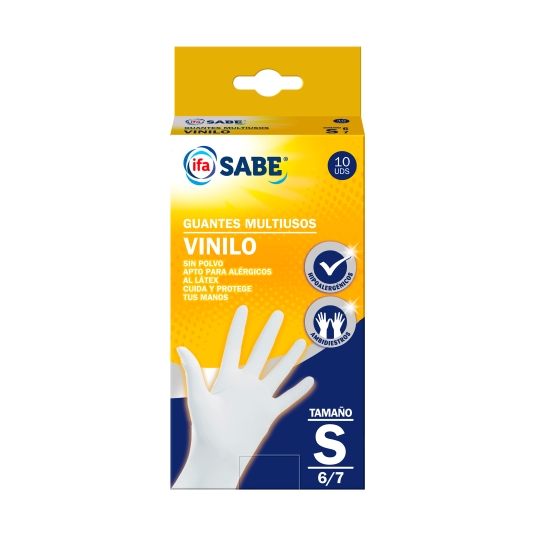 guantes multiusos vinilo t/s 6/7, 10ud