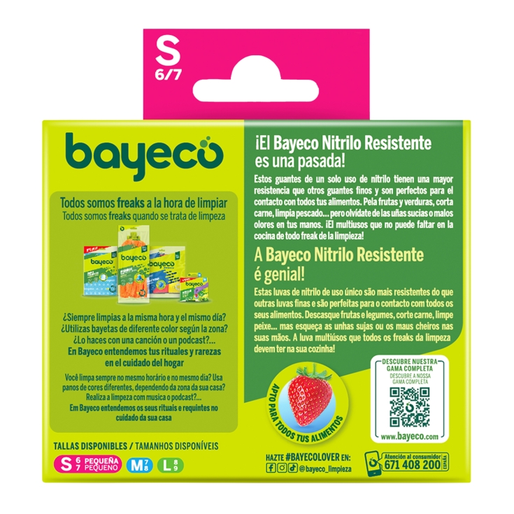 guantes nitrilo un solo uso t-s, 20ud