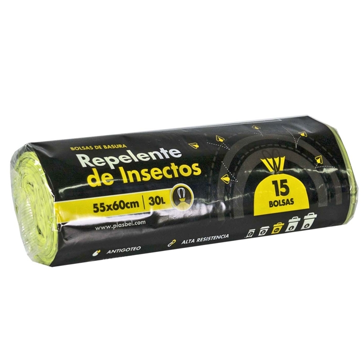 bolsas basura repelente insectos 30l, 15ud