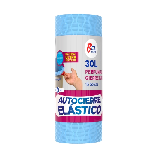 bolsa basura autocierre elastico 30l, 15ud