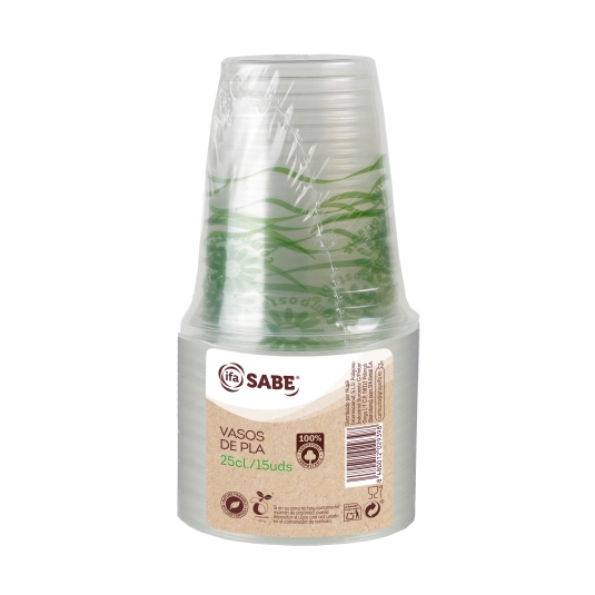 vaso pla transparente 25cl, 15ud
