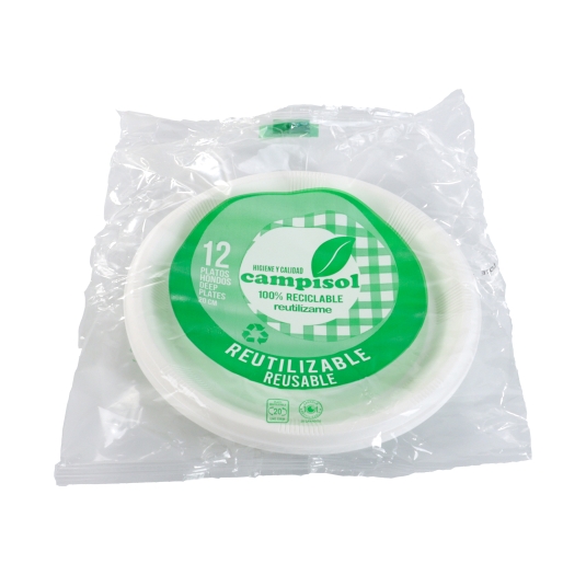 plato hondo reutilizable 20cm, 12ud