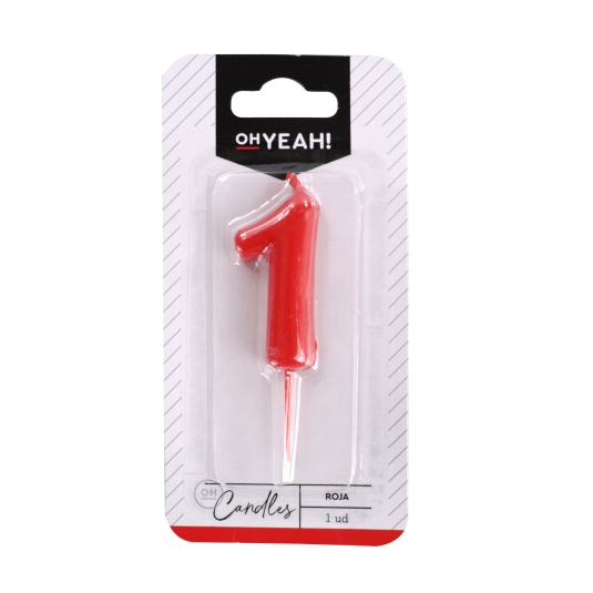 vela nº1 roja 5cm cera, ud