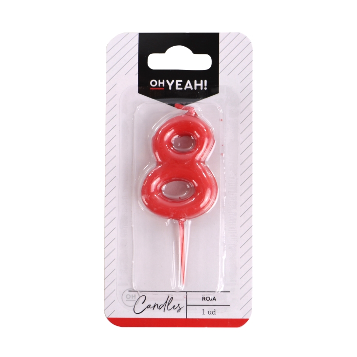 vela nº8 roja 5cm cera, ud