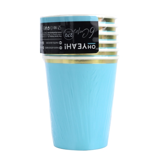 vaso azul pastel 270cc cartón, 6ud