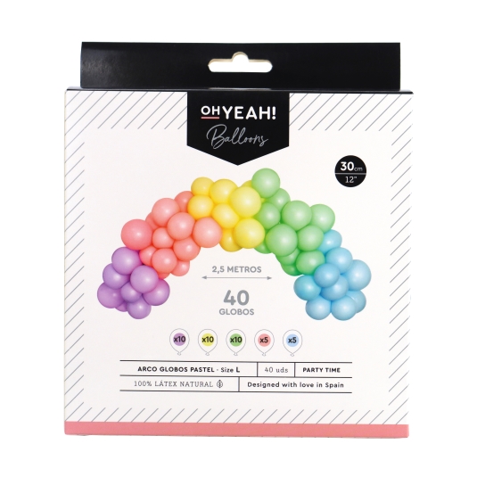 set arco de globos látex 1,5m 40ud., ud