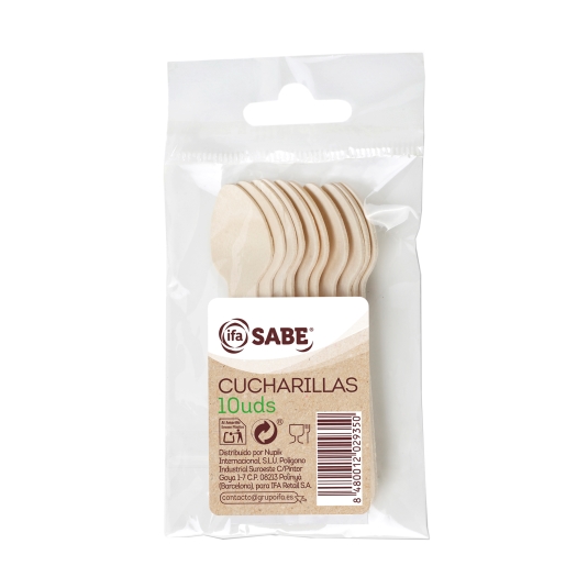 cucharilla postre de madera, 10ud
