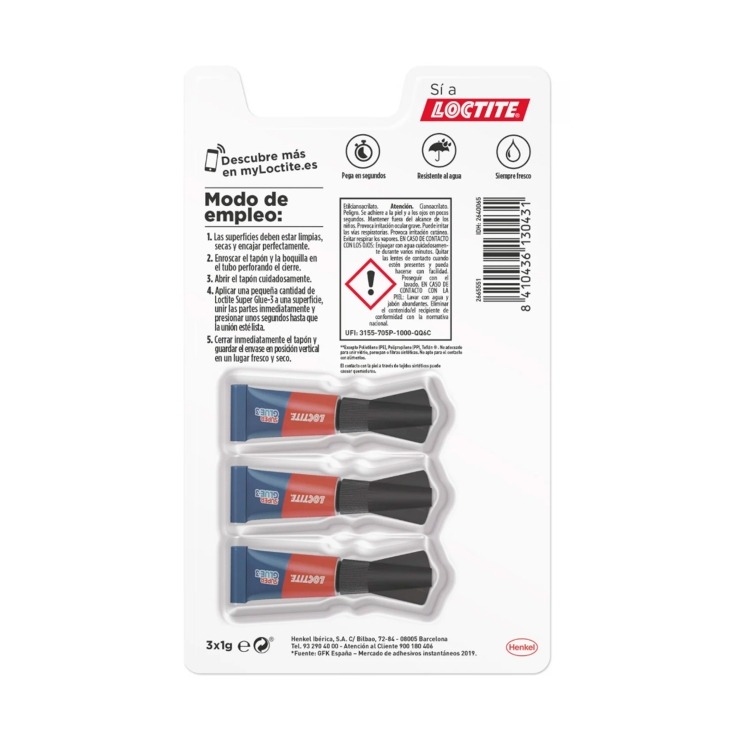 super glue-3 adhesivo instantáneo 1g, pack-3