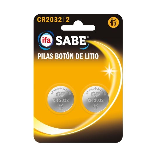 pilas botón de litio cr2032, pk-2