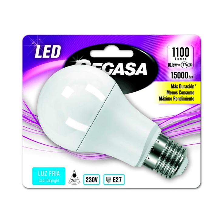 bombilla led estándar e27 fría 10,5w, ud