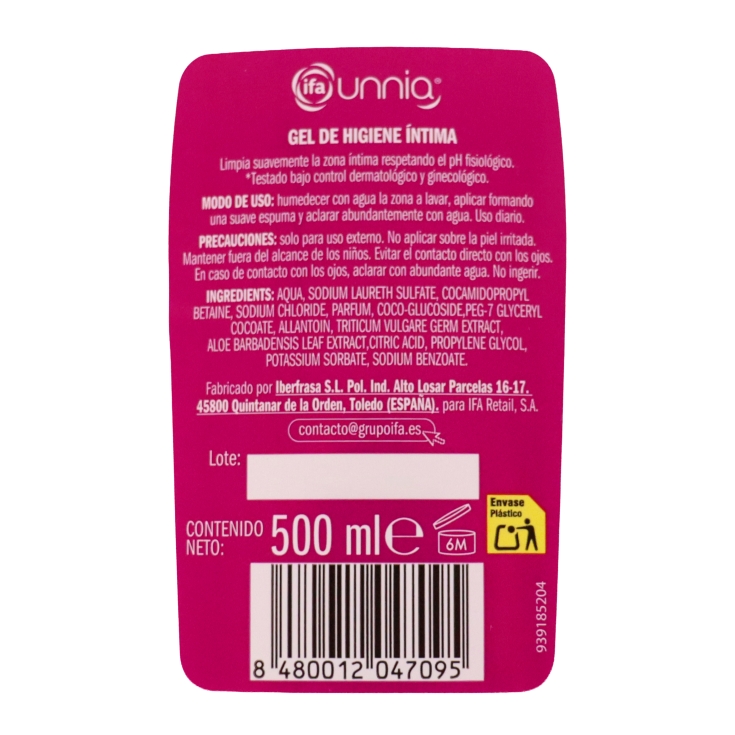 gel intima dosificador, 500ml