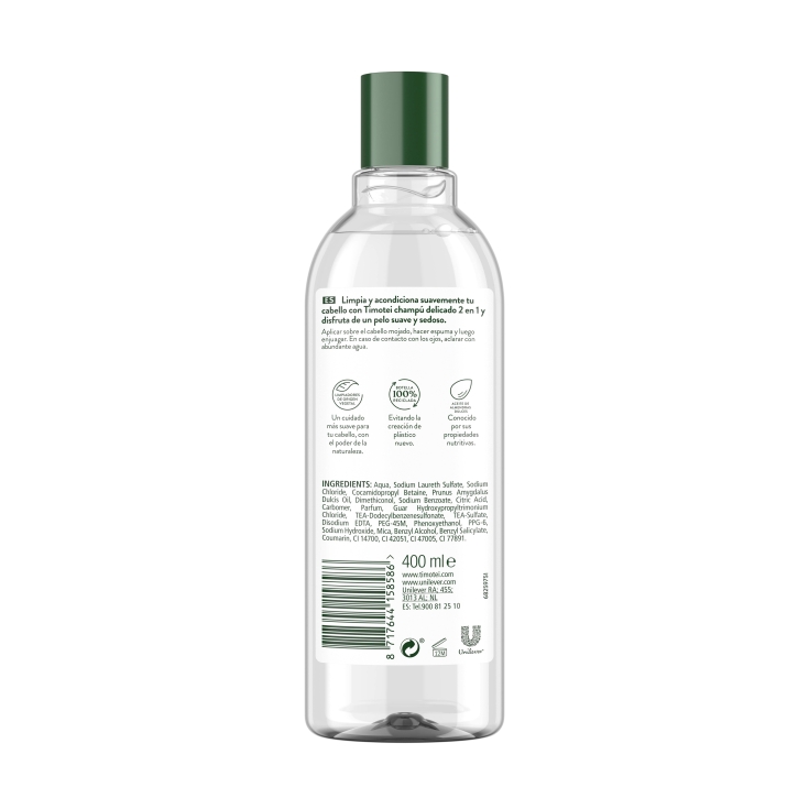 champú 2 en 1 delicado almendra, 400ml