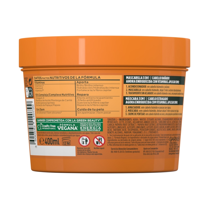 mascarilla hair food papaya, 400ml