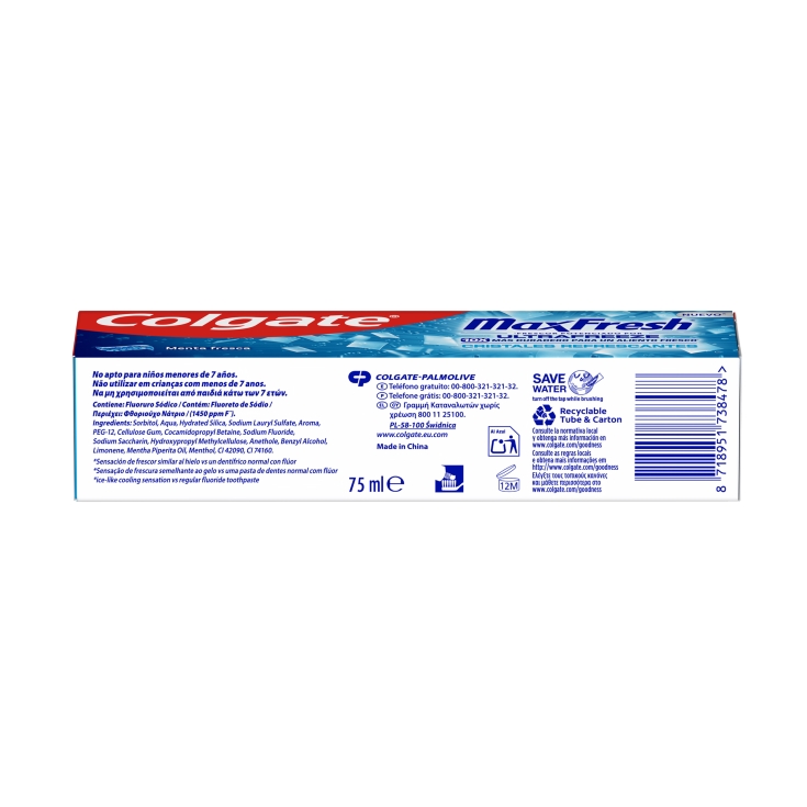 dentífrico max fresh ultrafreeze, 75ml