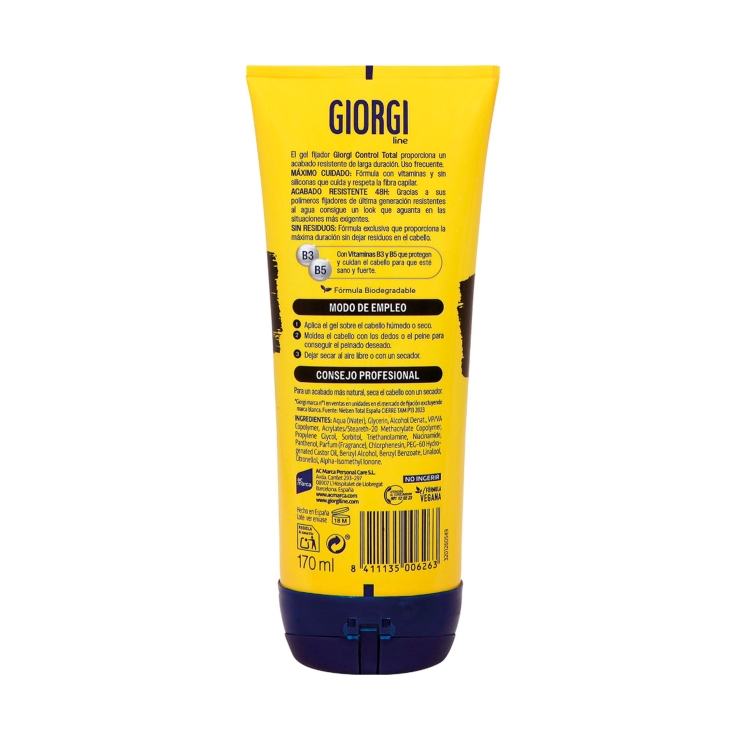 gel fijador control total, 170ml
