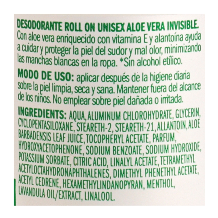 desodorante unisex aloe vera 48horas, 75ml