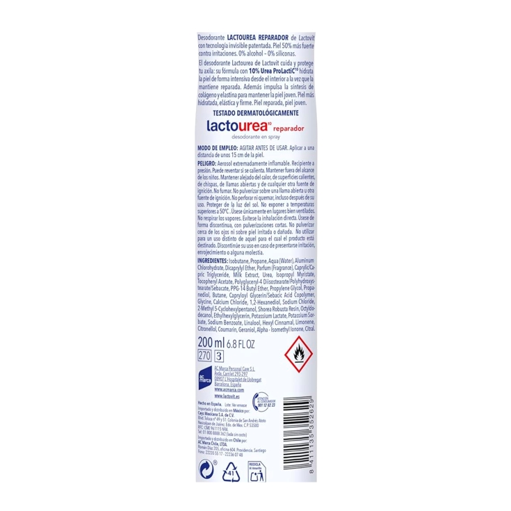 desodorante spray lactourea, 200ml
