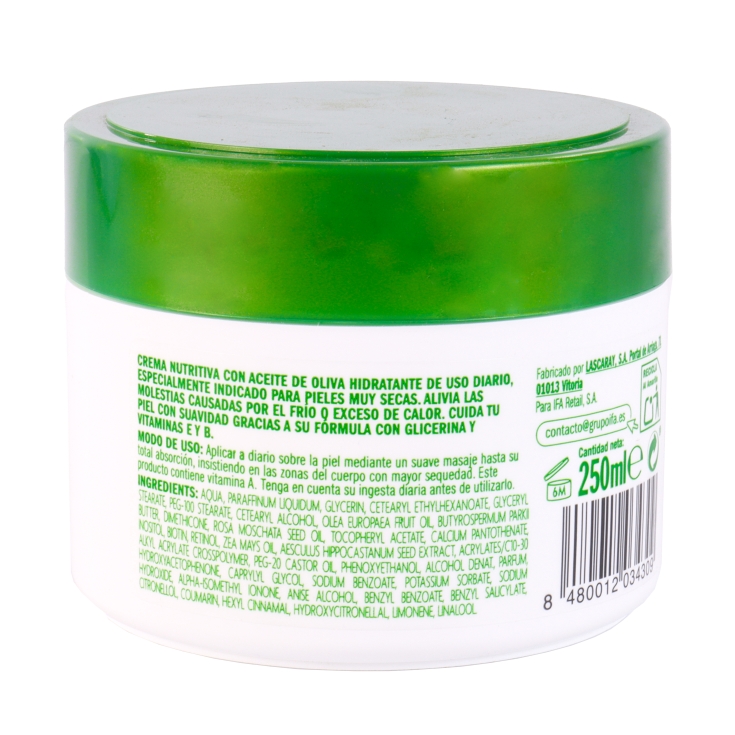 crema nutritiva con aceite oliva, 250ml