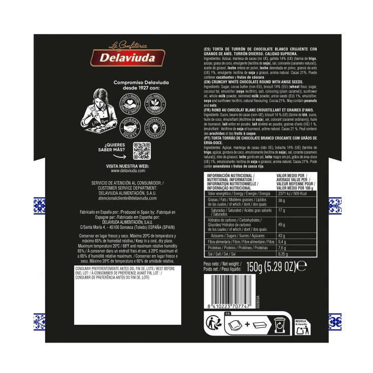 torta chocolate blanco ines rosales, 150g