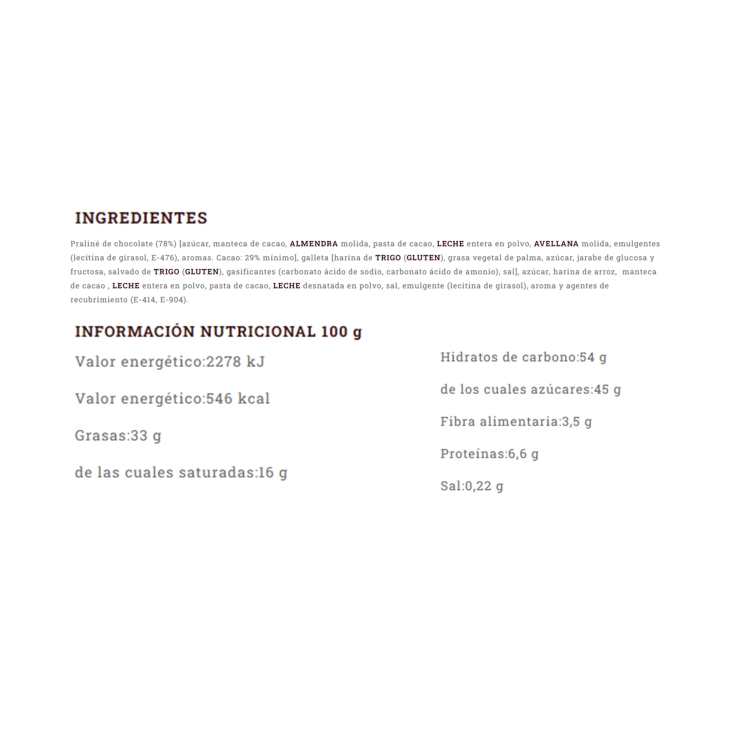 turrón chocolate y galleta, 180g