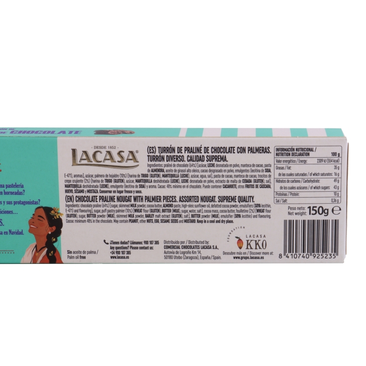 turrón palmeritas chocolate, 150g