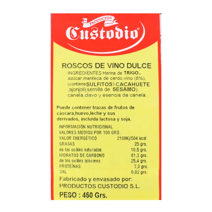 rosco de vino, 450g