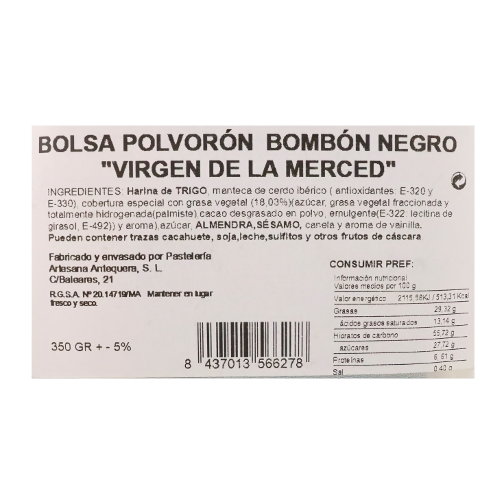 polvorón bombón negro, 3500g