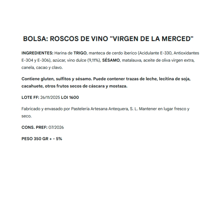 rosco de vino, 350g