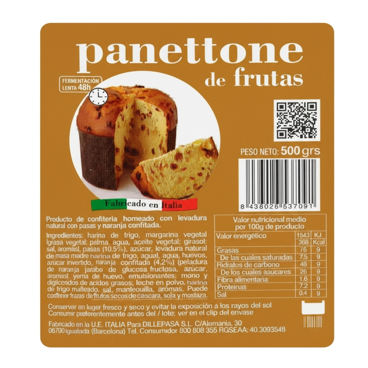 panettone de frutas, 500g