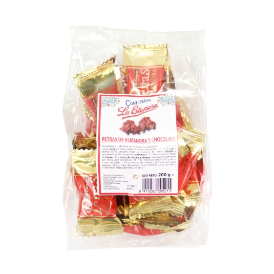 petras de almendra y chocolate bolsa, 200g