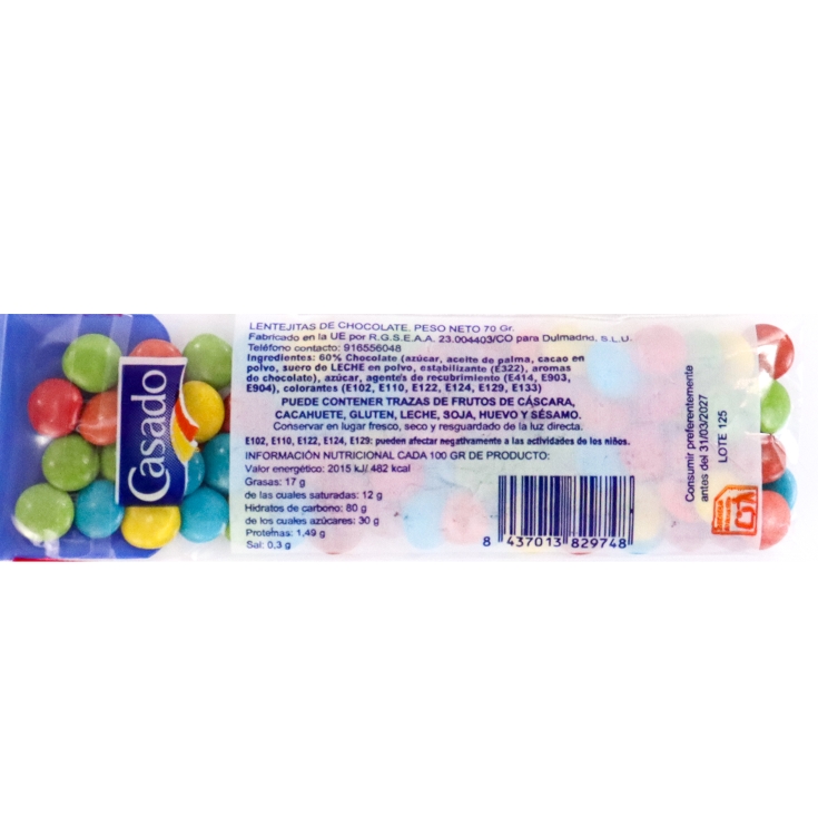 bolsa grajeas chocolate recubiertas, 85g